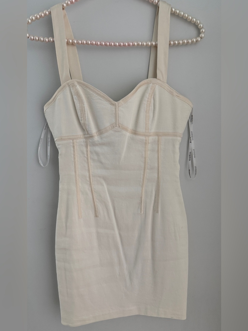 Bebe! Cream Structured Bustier Mini Dress